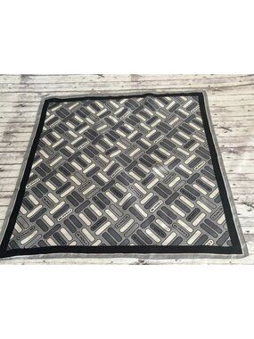 Vintage Coach Silk Scarf Square 21” Grey Black White Geometric Design Neck